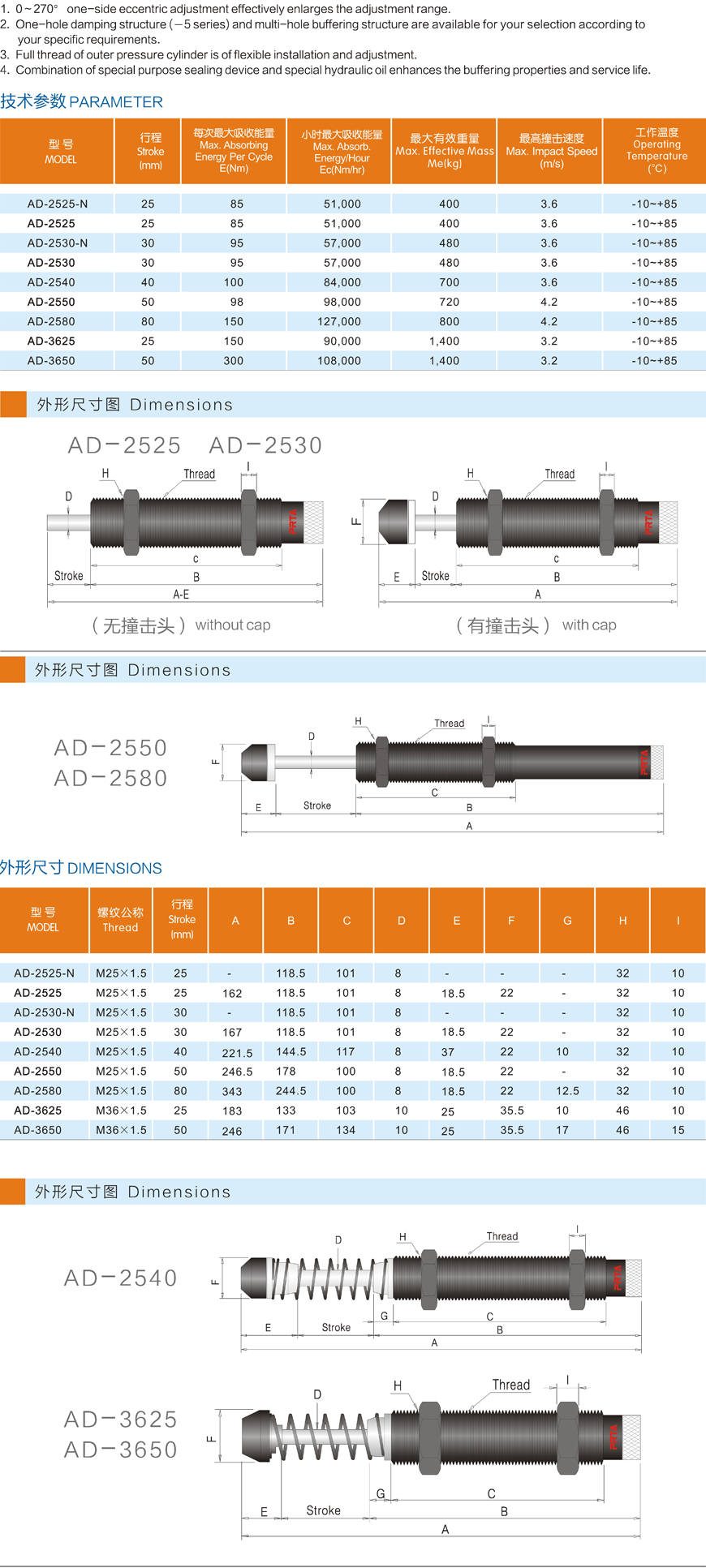 AD25 AD36系列可調整式緩沖器